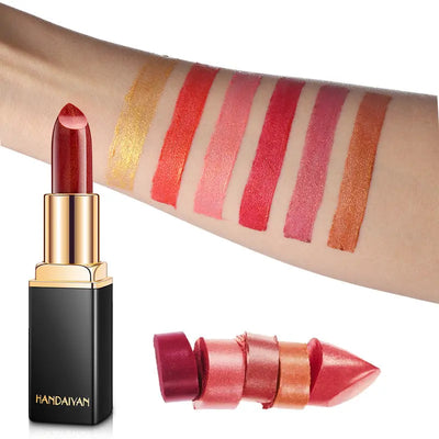 Shiny Metallic Lipstick Pearlescent Color Temperature Change Lipstick Gilt Lipstick Sisters and brothers jewelry