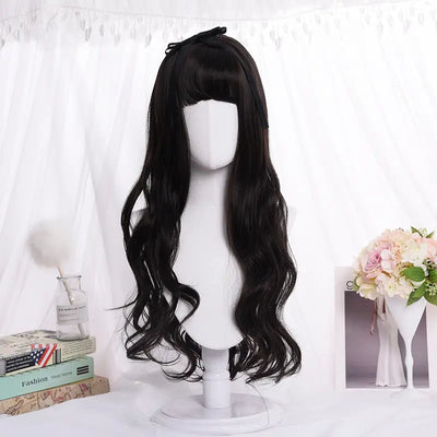 Long roll wig air bangs wig wig COS wig dyed wig Sisters and brothers jewelry
