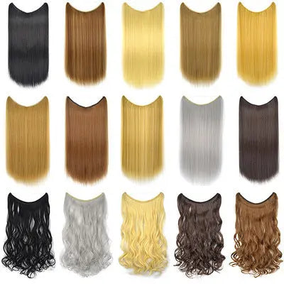 22 inches Invisible Wire No Clips in Hair Extensions Secret Fish Line Hairpieces Silky Straight Synthetic Sisters and brothers jewelry