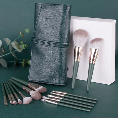 Green Cloud 14 Makeup Brushes Suit Sisters and brothers jewelry