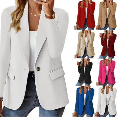 Ins Lapel Button Jacket Fashion Commuter Casual Suit Jacket Women's Long-sleeved Tops Outwear Clothing Sisters and brothers jewelry